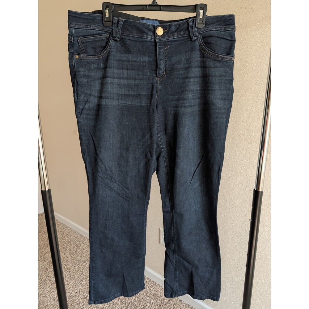 Democracy Ab-solution Women 18W Dark Wash Straight Leg Stretch Jeans Indigo